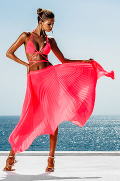 Asymmetrical Pink Pleated Skirt